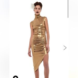 Norma kamali turtleneck side drape dress